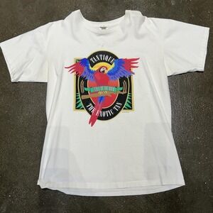 Vintage Tantique Parrot Shirt Mens XL White Tennessee River Graphic Tropical 90s
